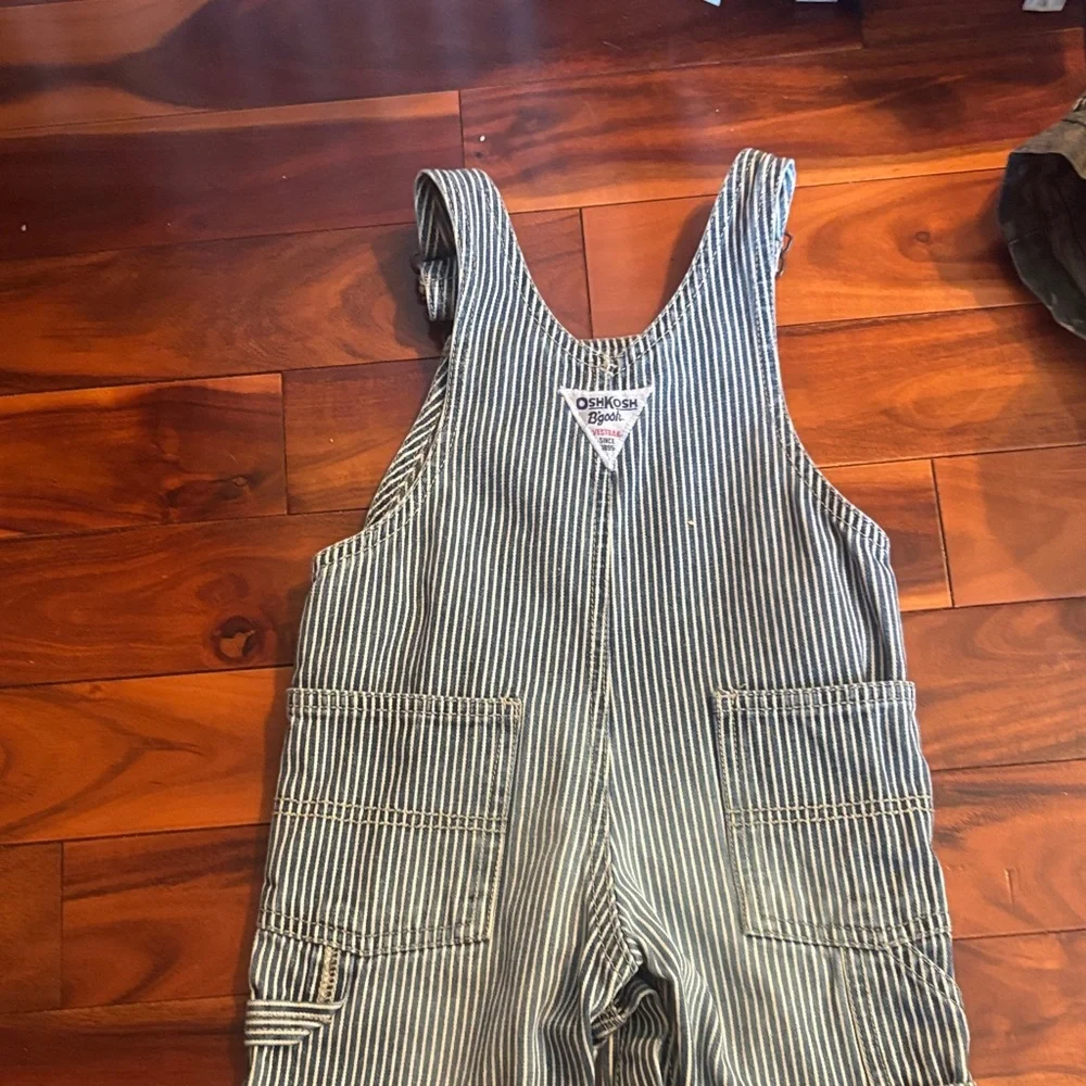 OshKosh B'gosh Navy and White Pinstripe Baby Overalls